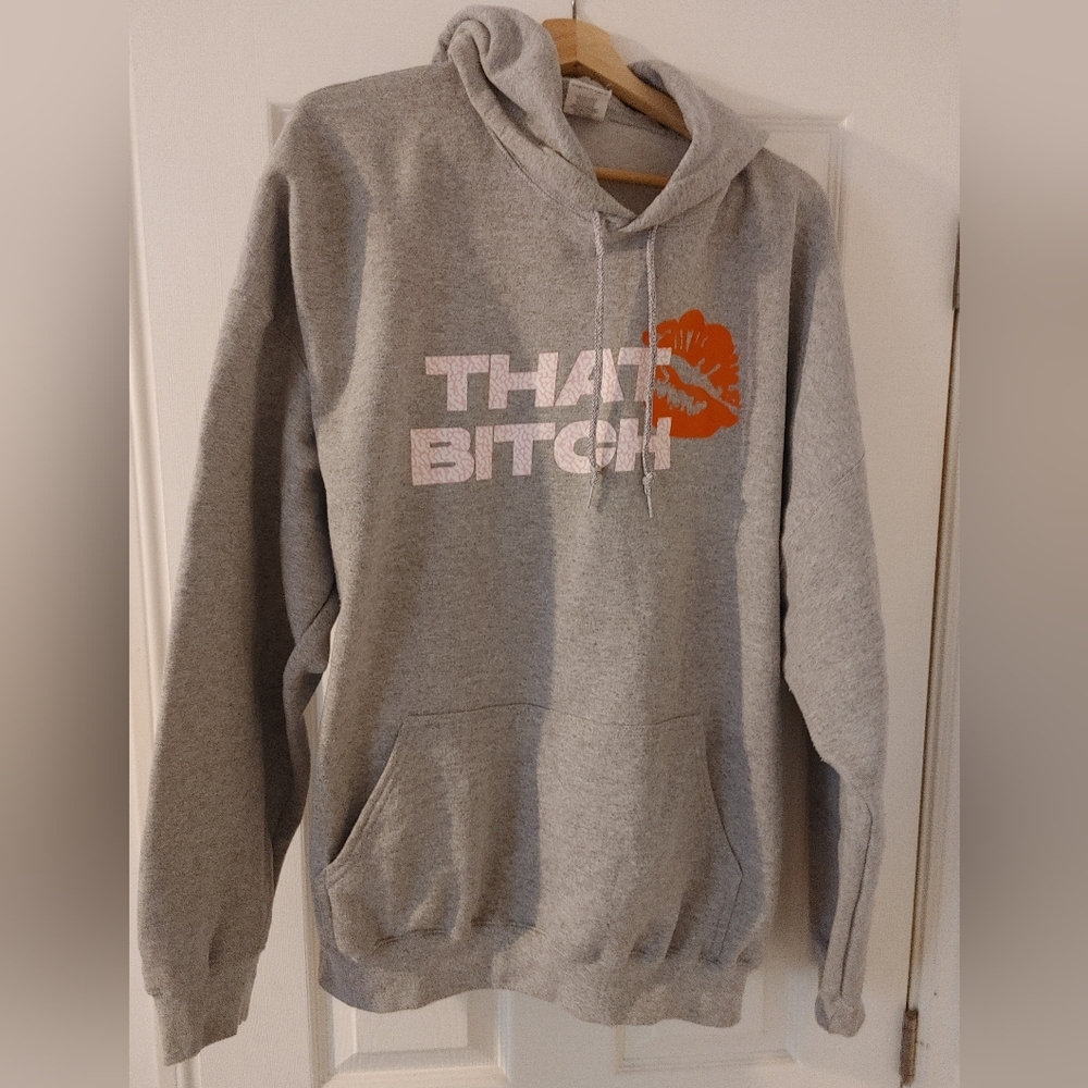 SOLD! THAT B*TCH Heather Grey Hoodie / 2XL hooded sweater W/ drop shoulder